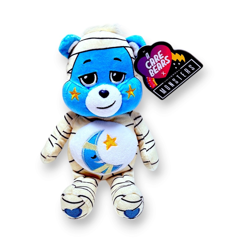 New Care Bears Universal Monsters Bedtime Bear Mummy Plush Blue 9" w Tags